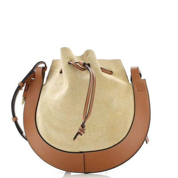 Loewe Horseshoe Crossbody Bag Suede with Leather Small Brown